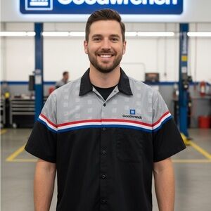 Goodwrench Work Shirt with Red and Blue Stripes